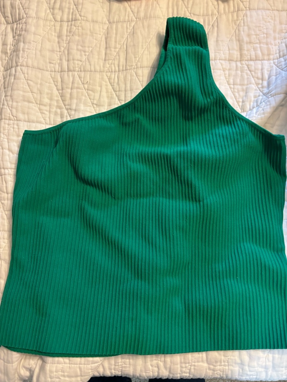 Sincerely Jules One-Shoulder Ribbed Camisole in Green